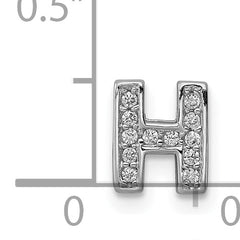 Sterling Silver Rhodium plated CZ Letter H Slide Charm