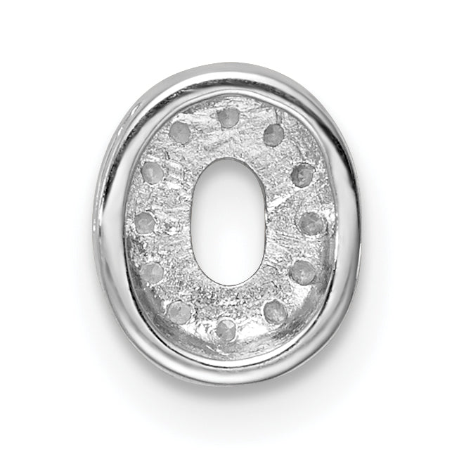 Sterling Silver Rhodium plated CZ Letter O Slide Charm