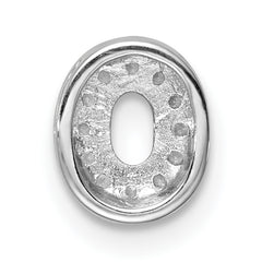 Sterling Silver Rhodium plated CZ Letter O Slide Charm