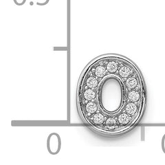 Sterling Silver Rhodium plated CZ Letter O Slide Charm