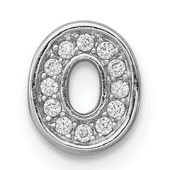 Sterling Silver Rhodium-plated CZ Letter O Initial Slide Charm