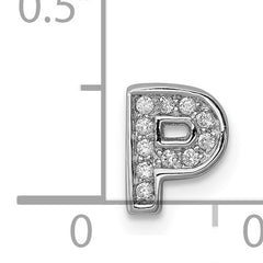 Sterling Silver Rhodium plated CZ Letter P Slide Charm