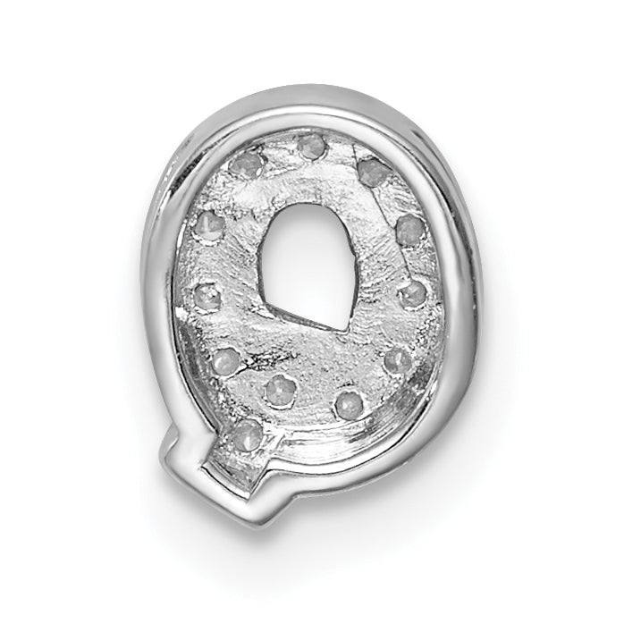 Sterling Silver Rhodium plated CZ Letter Q Slide Charm