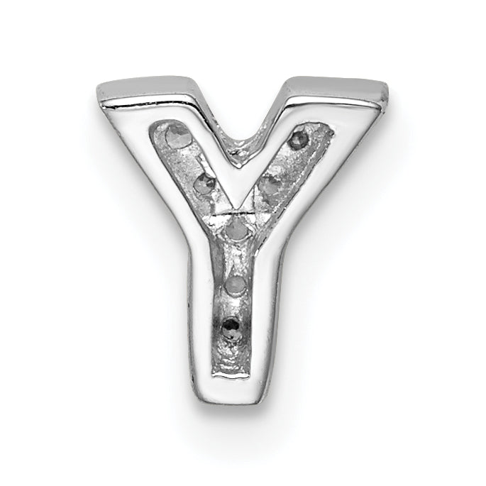 Sterling Silver Rhodium plated CZ Letter Y Slide Charm