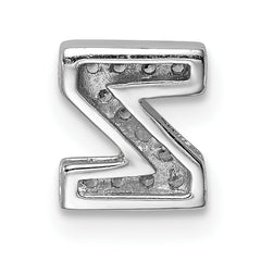 Sterling Silver Rhodium plated CZ Letter Z Slide Charm