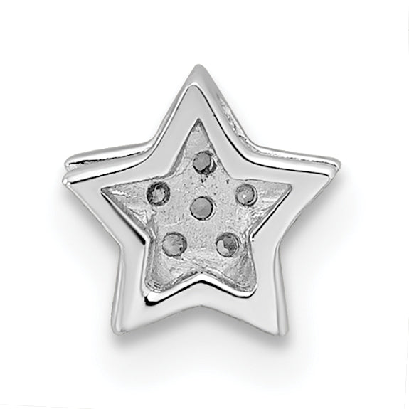 Sterling Silver Rhodium plated CZ Star Slide Charm