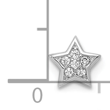 Sterling Silver Rhodium plated CZ Star Slide Charm