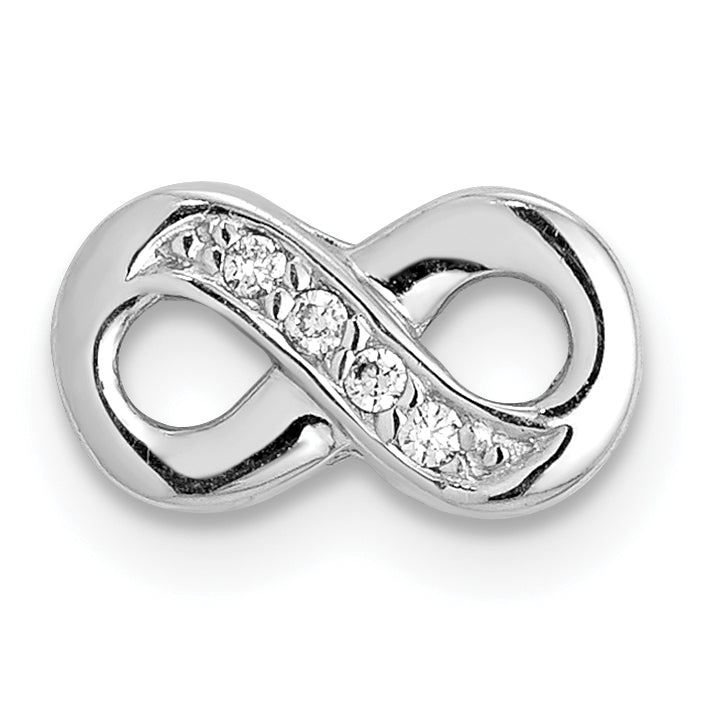 Silver Notes Sterling Silver Rhodium plated CZ Infinity Slide Charm