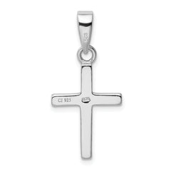 Sterling Silver Rhodium-plated White Lab Created Opal Cross Pendant