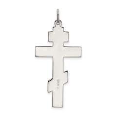 Sterling Silver 925 Orthodox Cross Pendant with Polished Platinum Finish