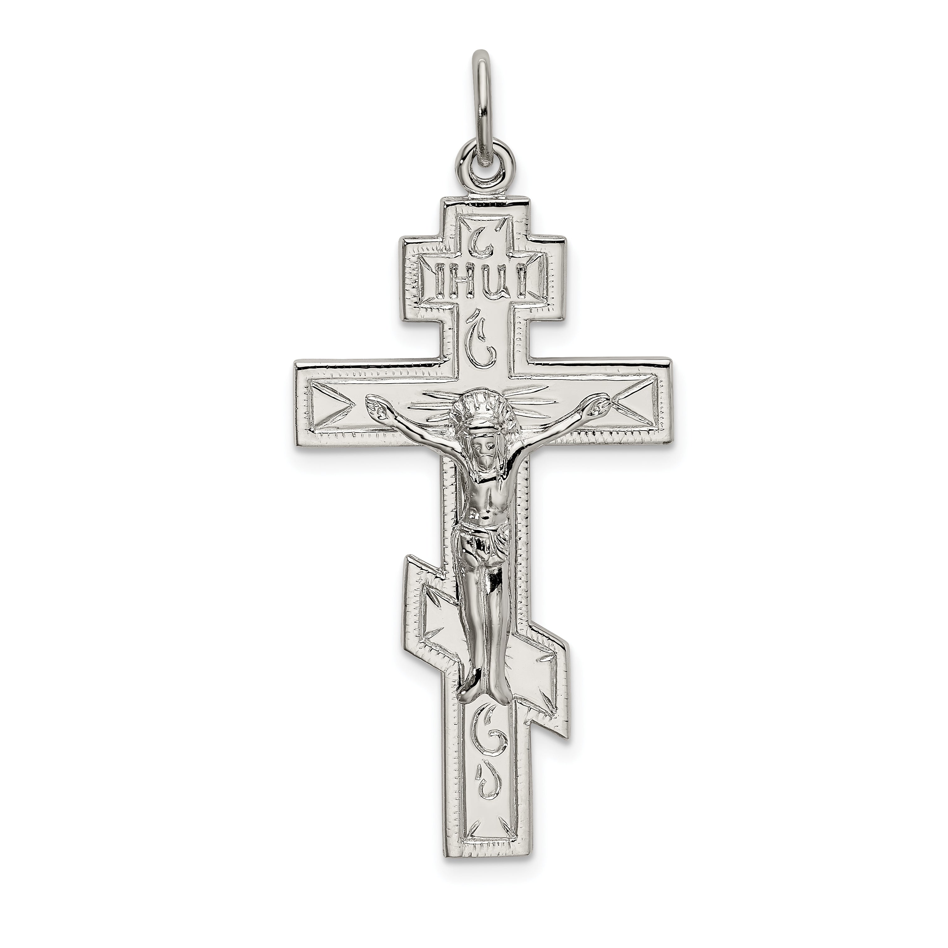 Sterling Silver Polished Eastern Orthodox Cross Pendant