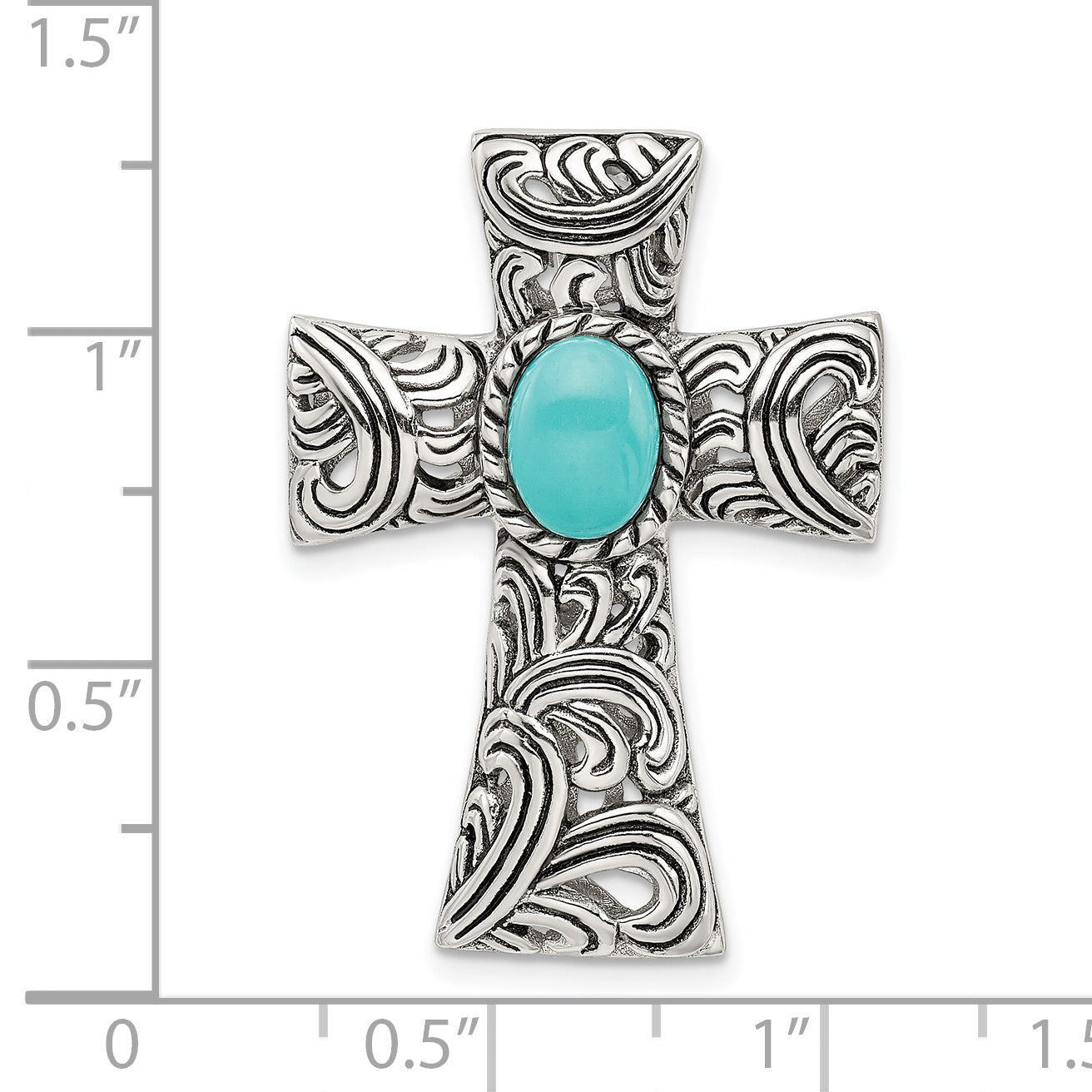 Sterling Silver Antiqued Reconstituted Turquoise Cabochon Slide