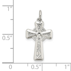 Sterling Silver Celtic Cross Pendant with Polished Textured Design