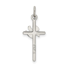 Sterling Silver Polished and Satin Dove Cross Pendant