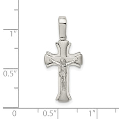 Sterling Silver 3D Crucifix Pendant with Satin Polished Rhodium Finish