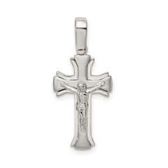 Sterling Silver Rhodium-plated Satin & Polished Crucifix Pendant