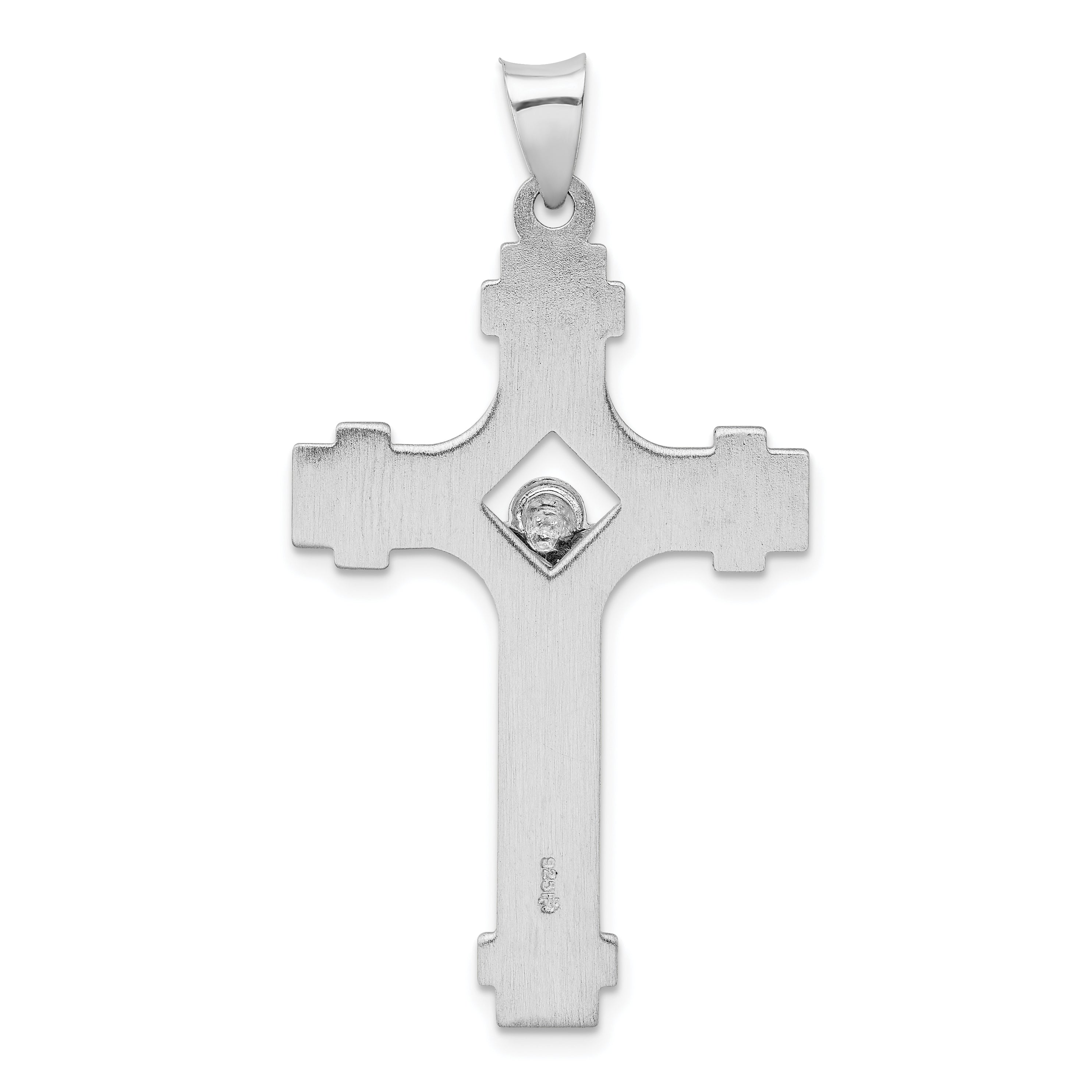 Sterling Silver 925 INRI Crucifix Pendant with Rhodium Polish