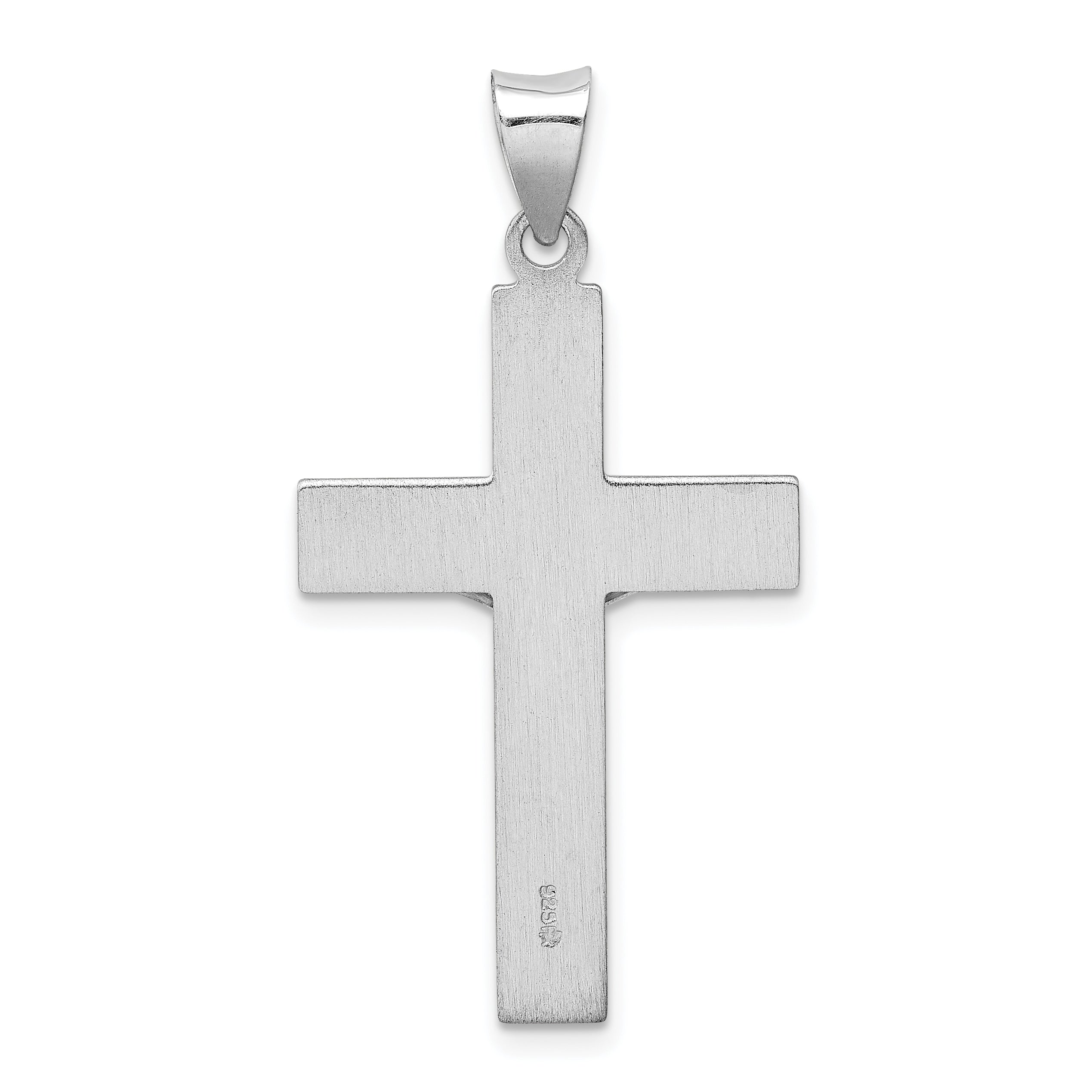 Sterling Silver 925 INRI Crucifix Pendant with Rhodium Polish Finish