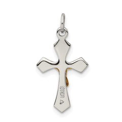 Sterling Silver & Gold-plated Polished Satin & D/C Crucifix Pendant