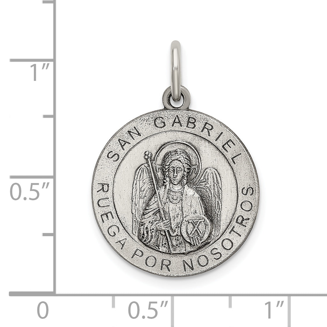 Sterling Silver 925 St. Gabriel Pendant with Satin Antique Finish