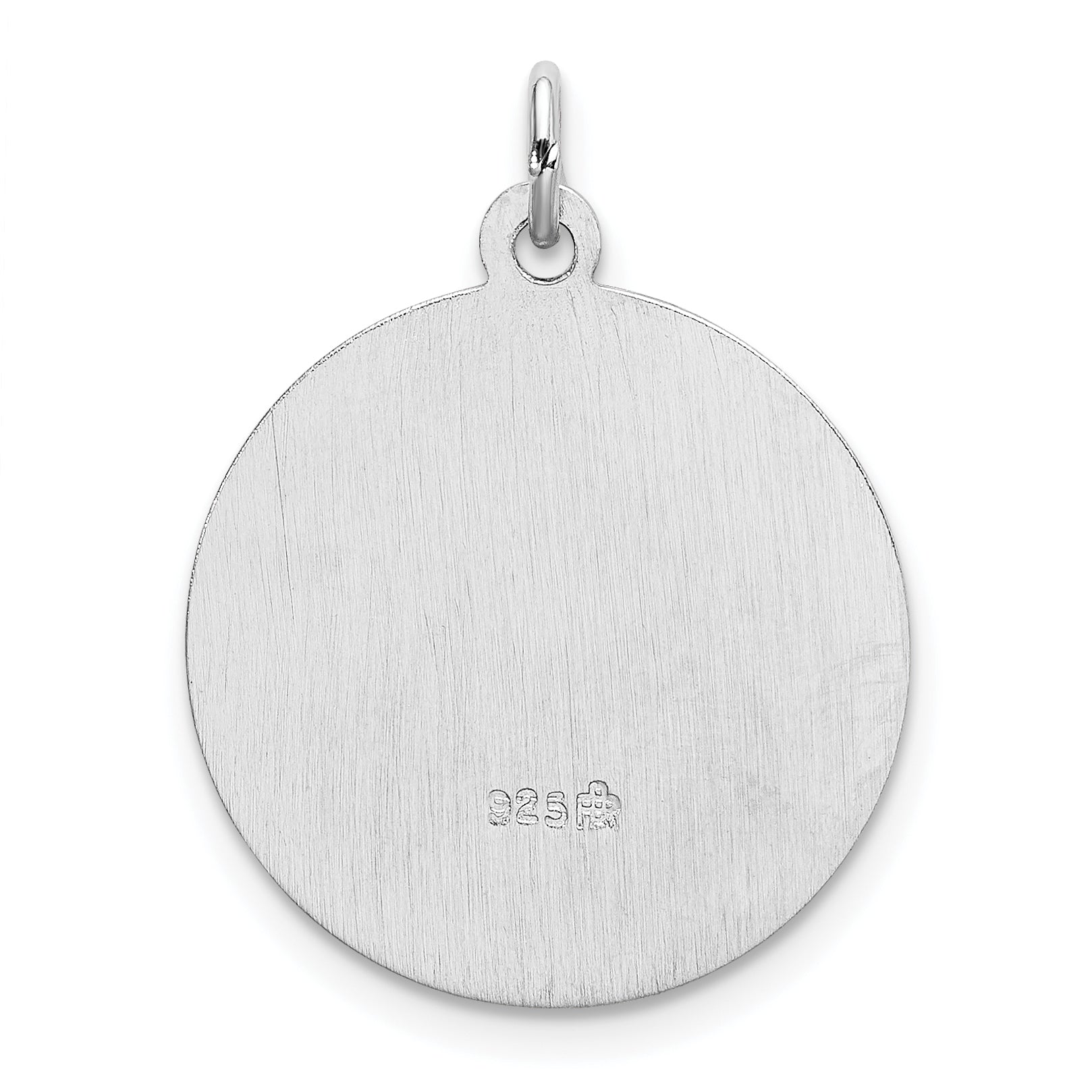 Sterling Silver 925 St. Gabriel Medal Pendant with Polished Rhodium Finish