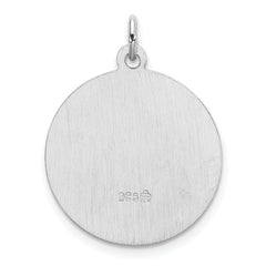 Sterling Silver 925 St. Gabriel Medal Pendant with Polished Rhodium Finish