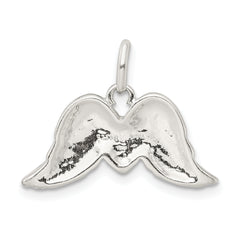 Sterling Silver Polished Enamel Glitter Fabric Heart w/Wings Pendant