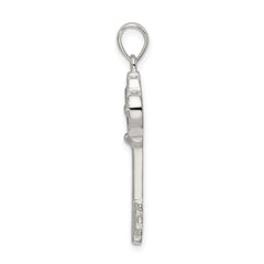 Sterling Silver 925 Heart Key Pendant with Polished Anti-Tarnish Finish