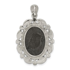 Sophia Jewelers 925 Sterling Silver Black Agate and MOP Cameo Pendant