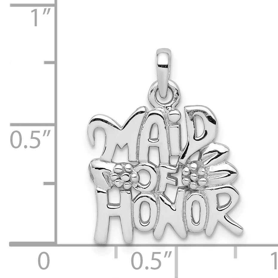 Sterling Silver Rhodium-plated Polished MAID OF HONOR Pendant