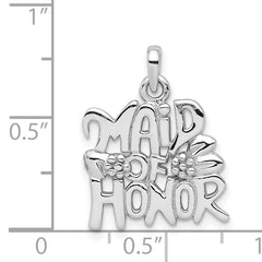 Sterling Silver Rhodium-plated Polished MAID OF HONOR Pendant