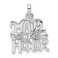 Sterling Silver Rhodium-plated Polished MAID OF HONOR Pendant