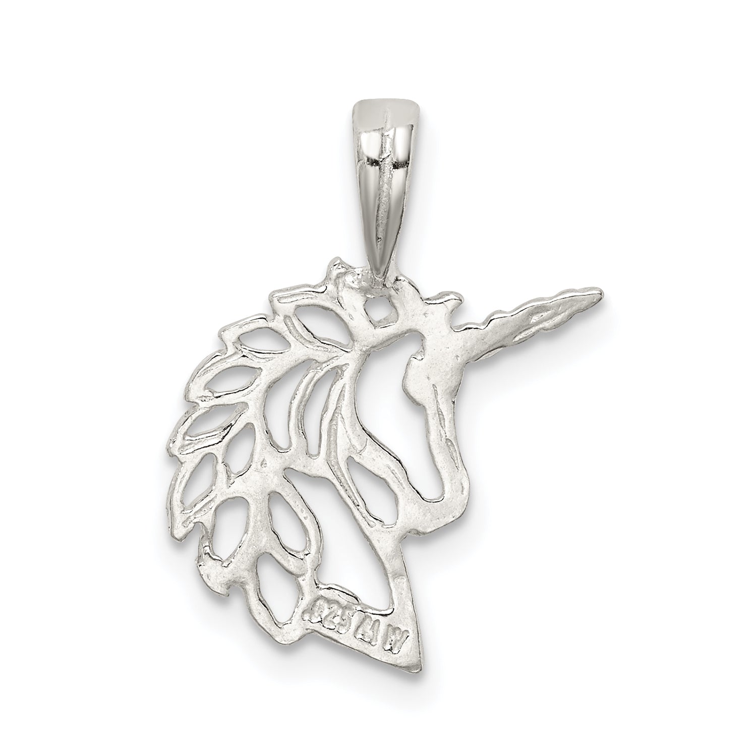 Sterling Silver 925 Polished Unicorn Charm with Anti-Tarnish Coating