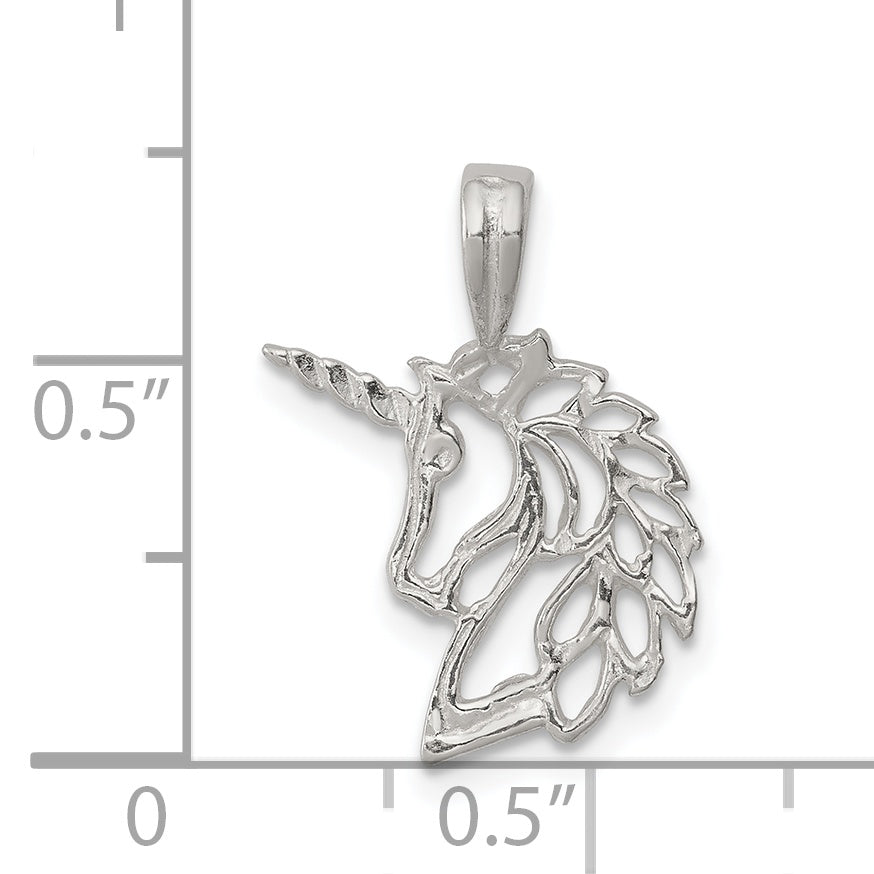 Sterling Silver 925 Polished Unicorn Charm with Anti-Tarnish Coating