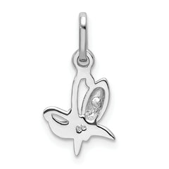 Sterling Silver Rhodium-plated CZ Butterfly Pendant