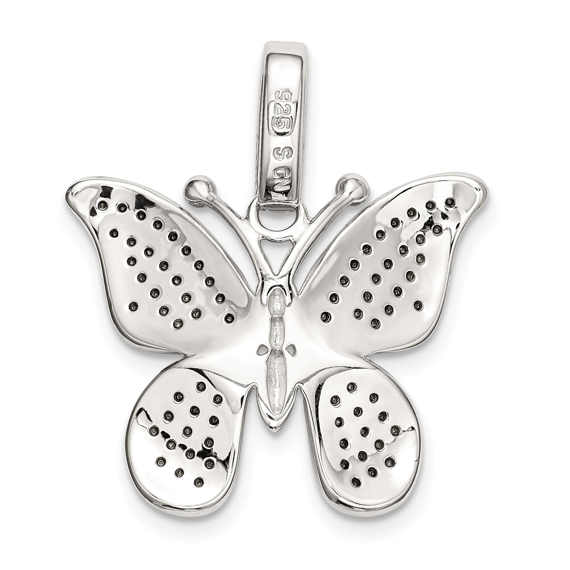 Sterling Silver Polished Swarovski Crystal Butterfly Pendant