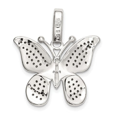 Sterling Silver Polished Swarovski Crystal Butterfly Pendant