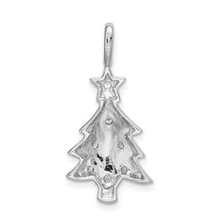 925 Sterling Silver Christmas Tree Pendant with Sparkling White CZ Stones