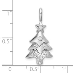 925 Sterling Silver Christmas Tree Pendant with Sparkling White CZ Stones