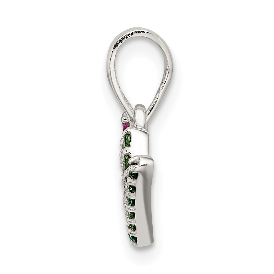 Sterling Silver 925 Joy Pendant with Red White Green CZ Trio Polished Finish