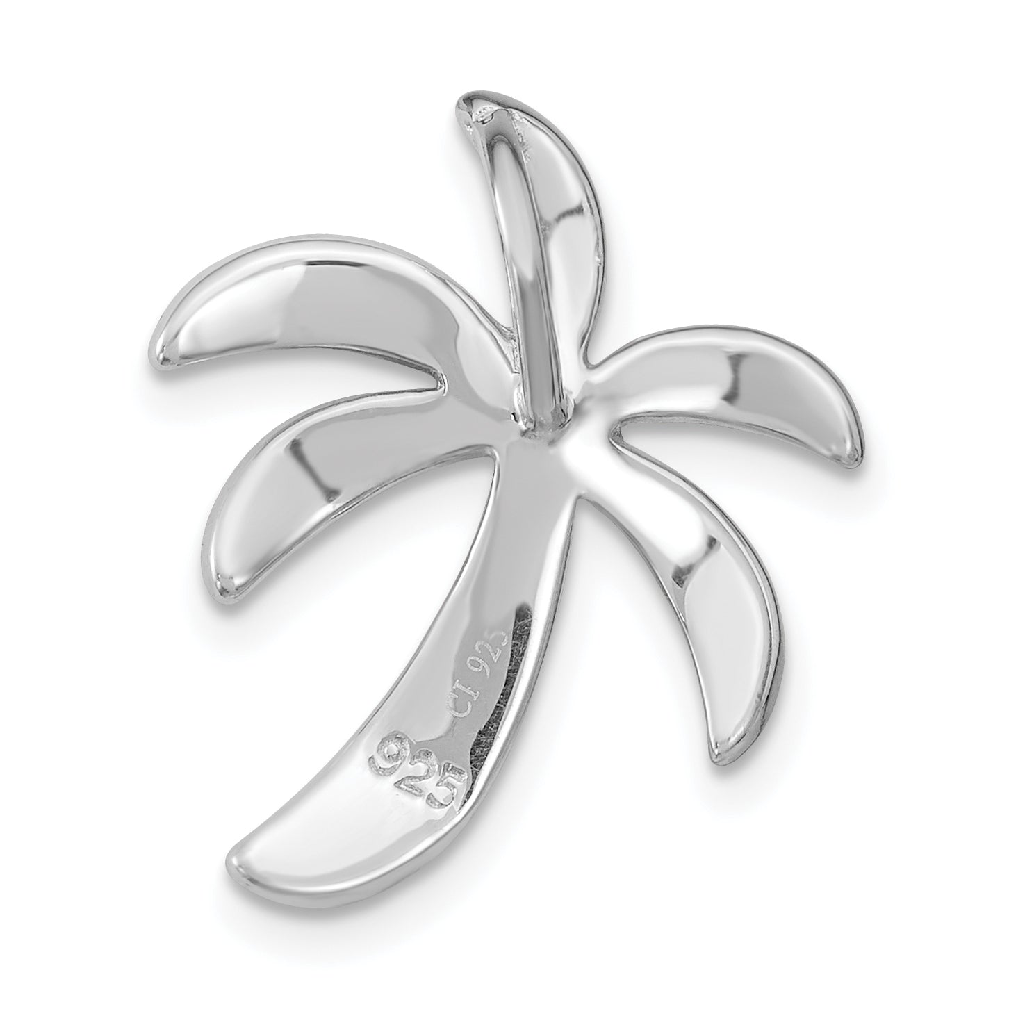 Sterling Silver Rhodium-plated Created Abalone Palm Tree Pendant