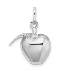 Sophia Jewelers 925 Sterling Silver Puffed Apple Charm with Rhodium Polish