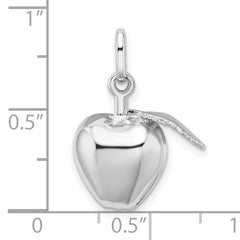 Sophia Jewelers 925 Sterling Silver Puffed Apple Charm with Rhodium Polish