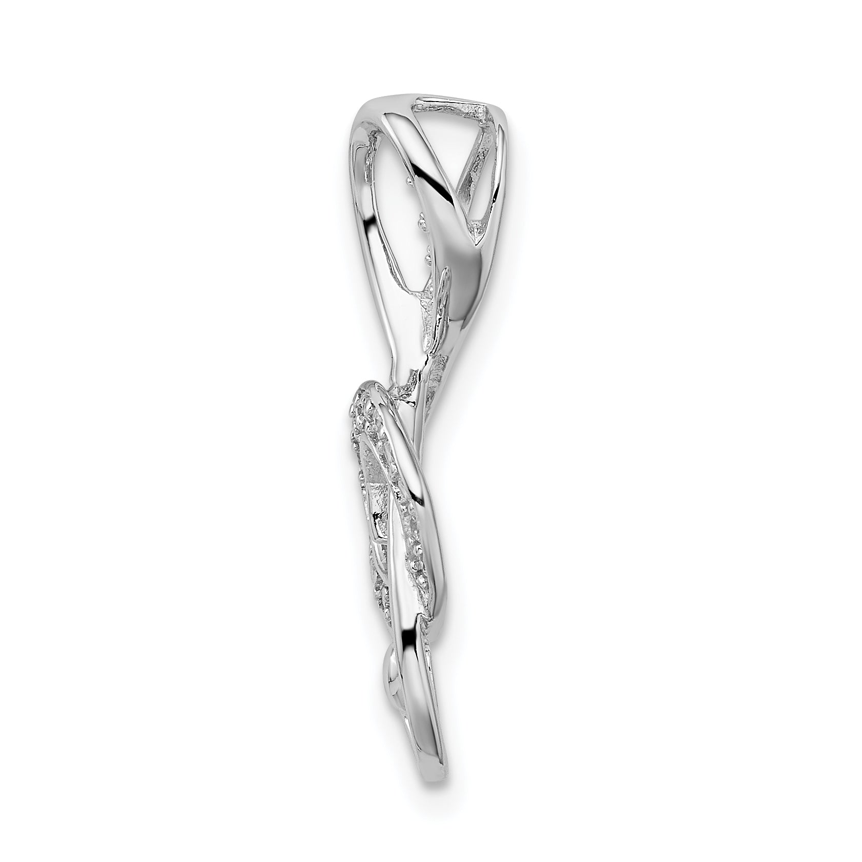 Sterling Silver Rhodium-plated CZ Treble Clef Slide