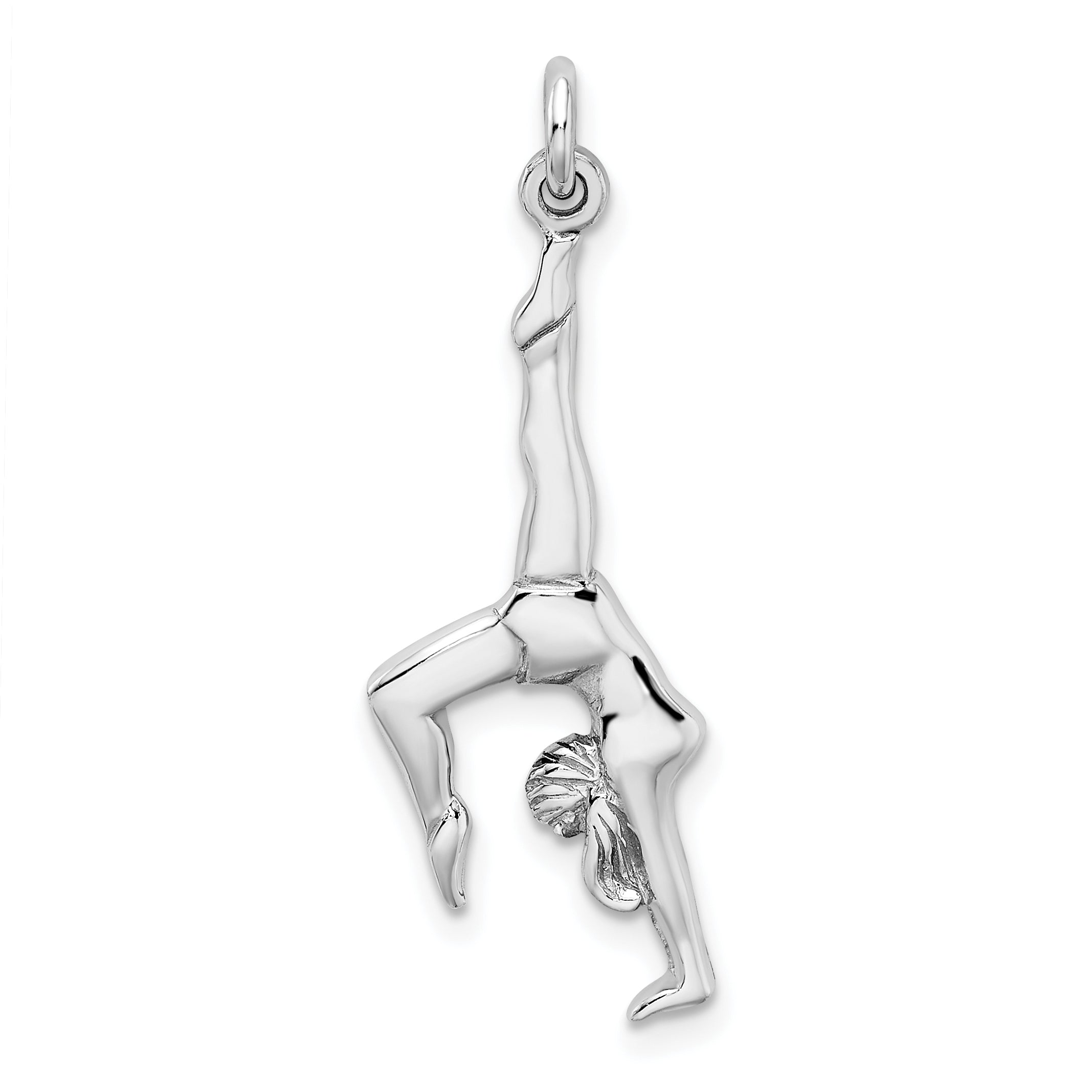 Sterling Silver Rhodium-plated Polished Gymnast Pendant