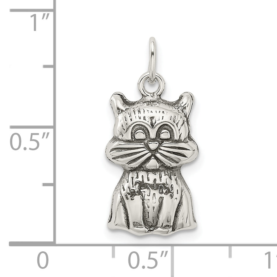 Sterling Silver Antiqued Cat Charm