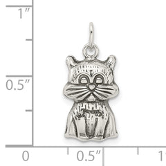 Sterling Silver Antiqued Cat Charm