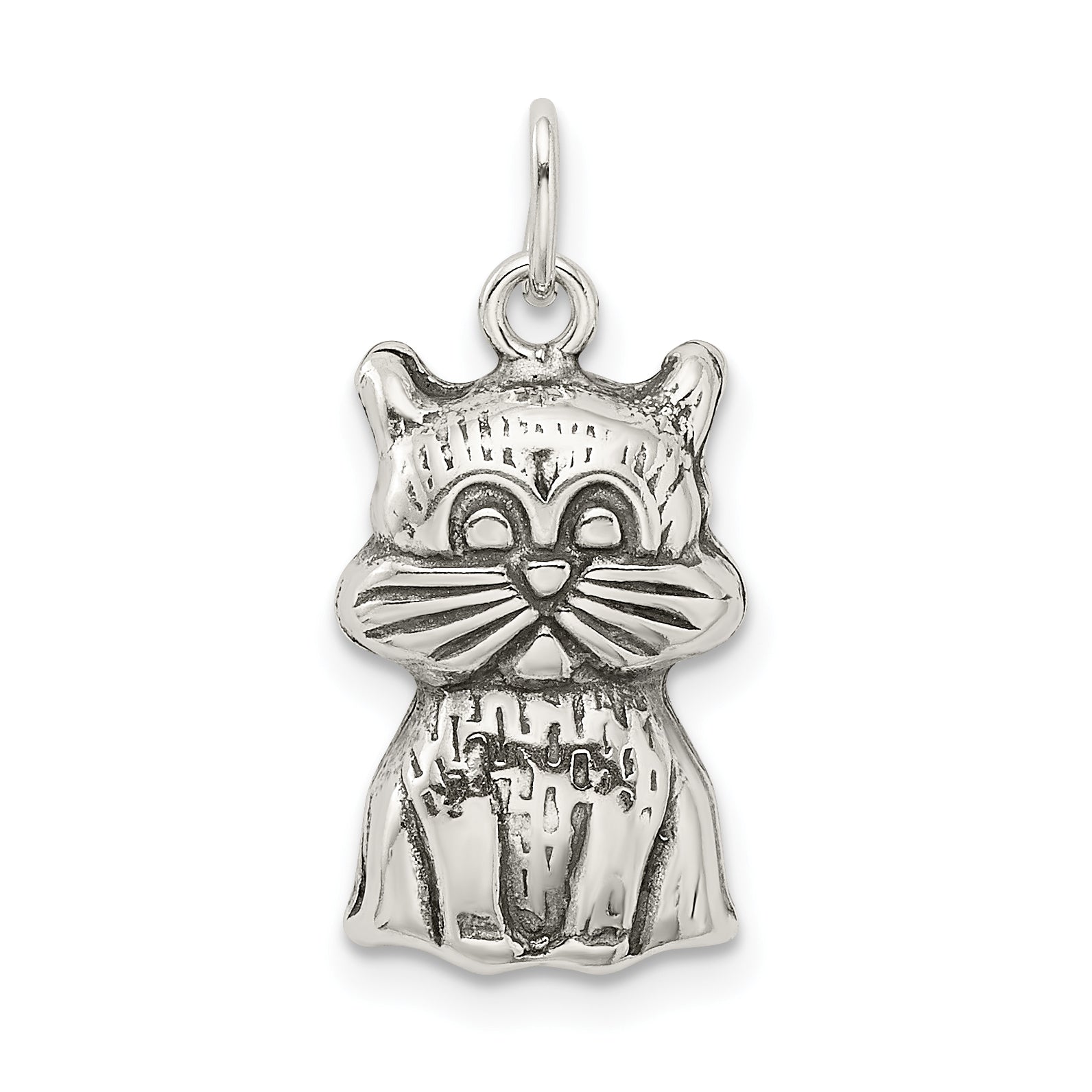 Sterling Silver Antiqued Cat Charm