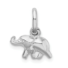 Sterling Silver Rhodium Plated Polished Elephant Charm