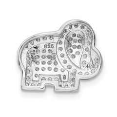 Sterling Silver Rhodium-plated CZ Elephant Slide Pendant